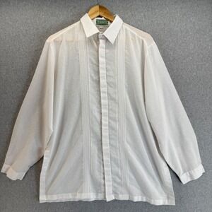 Tesoros White Long Sleeve Barong Tagalog Formal Filipino Shirt Mens Size 16 - 33